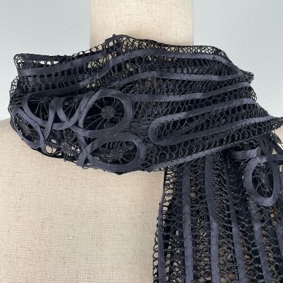 Chicos Black Silk Scarf EUC - Picture 2 of 7